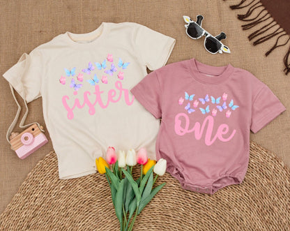 Butterfly First Birthday Matching Family Shirts for Girl Mommy and Me Soft Cotton Birthday Party Outfit Celebration Theme Toddler Baby Gift