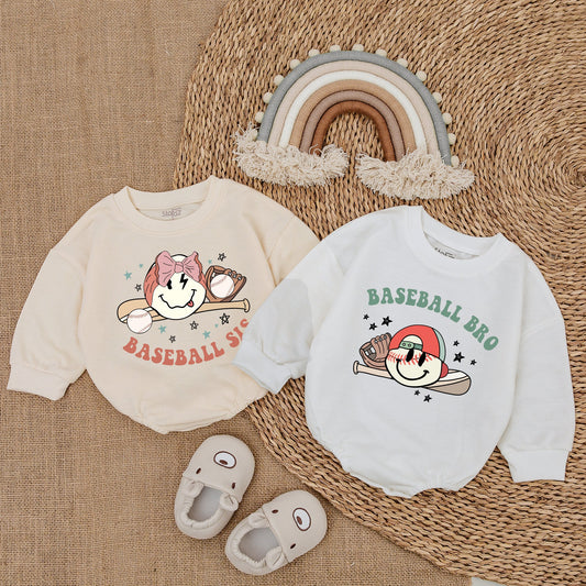 Sibling Baseball Fan Romper & Sweatshirt Set - Sports Toddler Wear