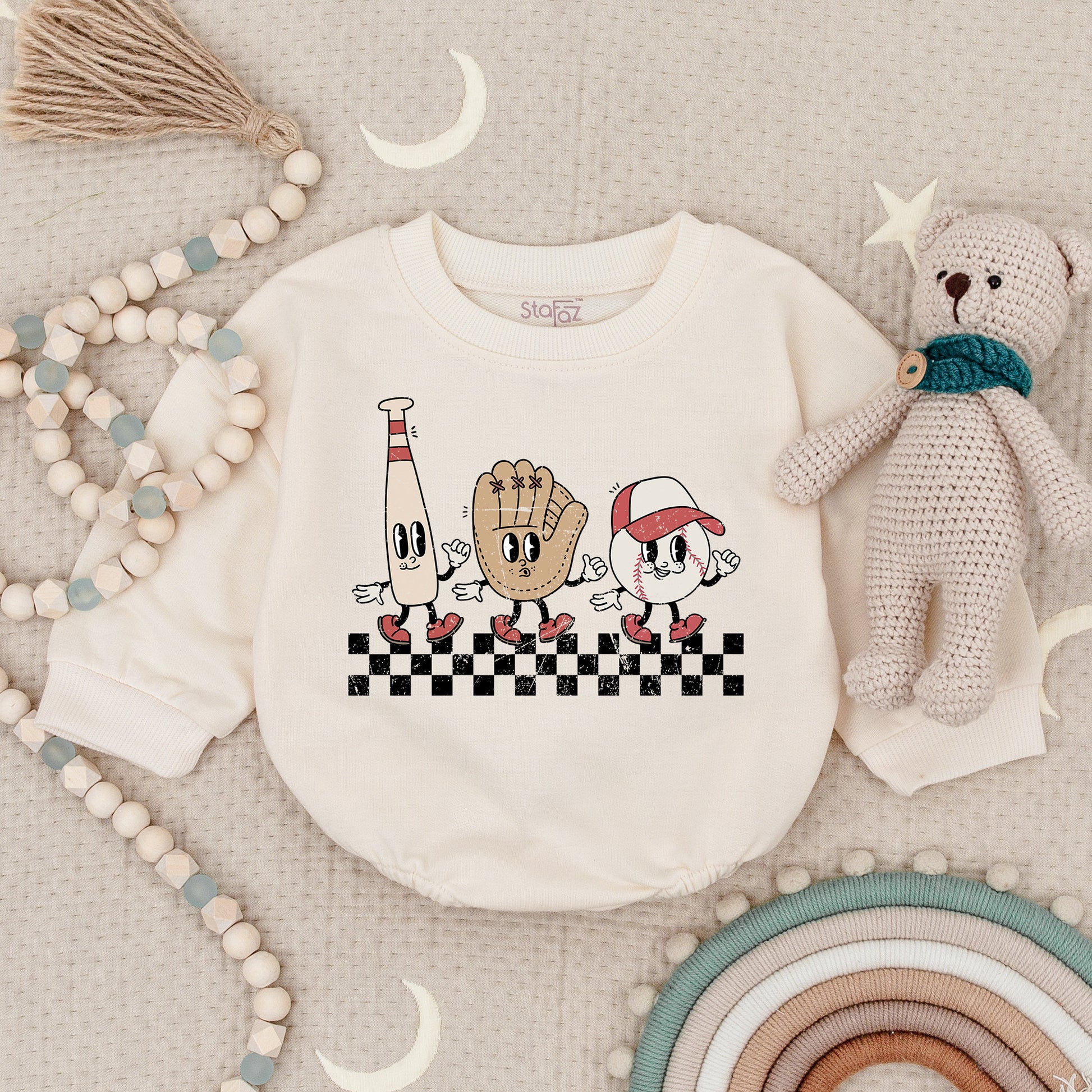 Retro Baseball Baby Sweater - Cute Game Day Toddler Shirt Romper