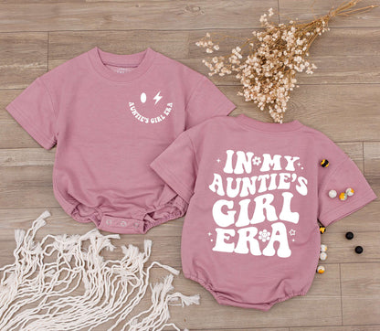 Auntie's Girl Era Baby Romper, Cute Newborn Bodysuit, Funny Infant Clothes Gift for Niece, Pregnancy Announcement Outfit, Soft Cotton Short Sleeve, Handwriting