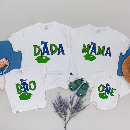 Matching Golf Birthday Shirts for Family: 1st to 4th Year Celebration