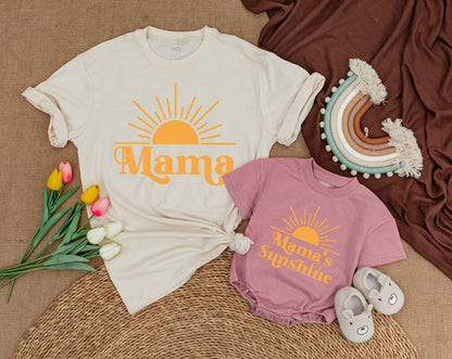 Mama and Mama's Sunshine Mommy and Me Matching Outfit First Trip Around The Sun Boho Birthday Gift for New Mom