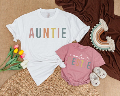 Auntie and Auntie's Bestie Shirts Matching Aunt Niece and Nephew Gifts Comfort Fit