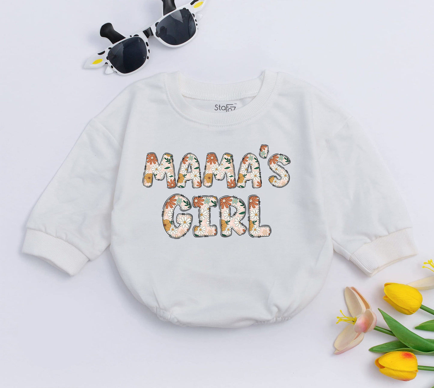 Mama's Girl Groovy Baby Romper Outfit Retro 70s Style Bodysuit First Mother's Day Gift Newborn Sleepsuit Cute Infant Clothes Shower Present (139 chars)