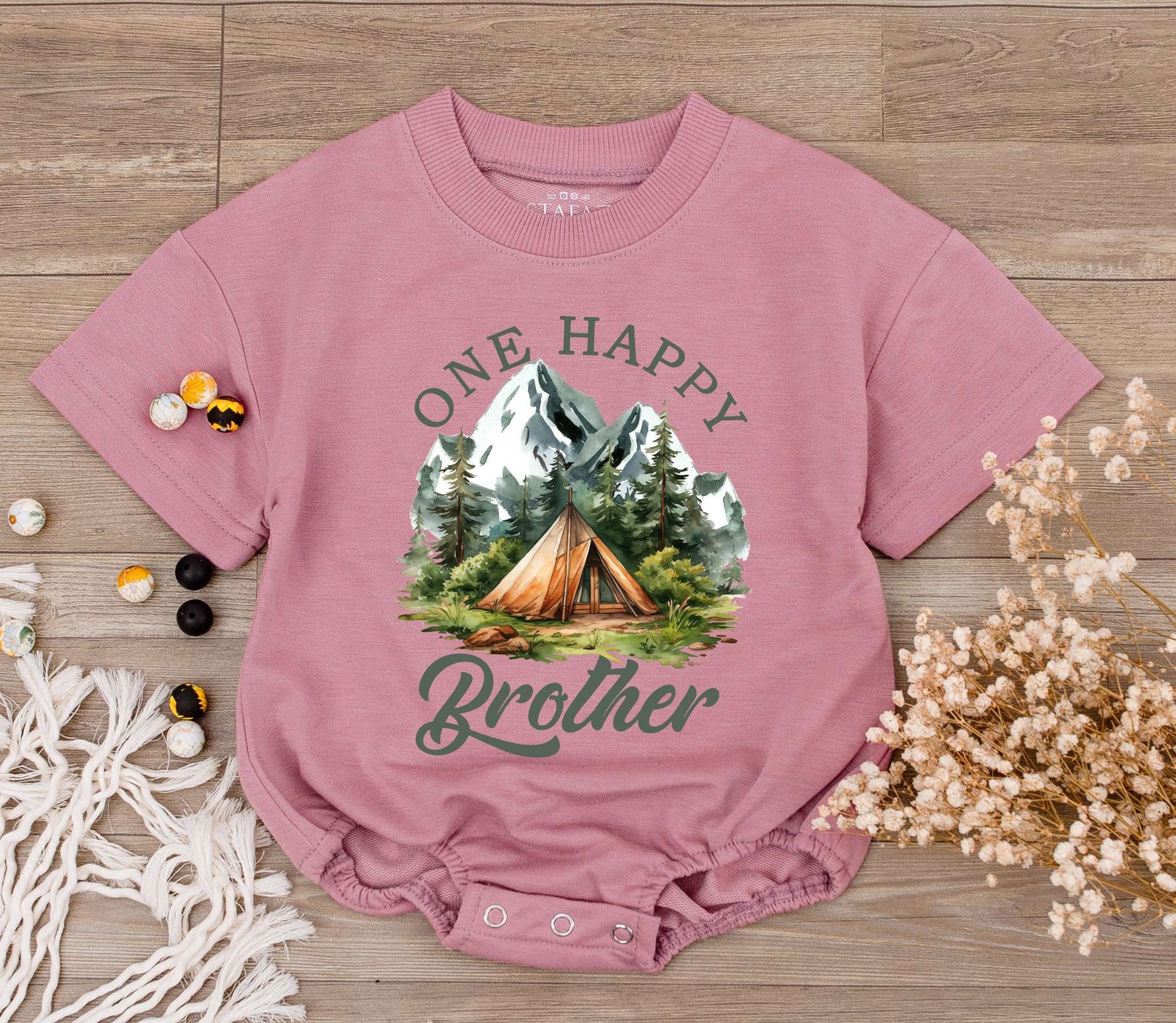One Happy Camper Brother Romper Newborn Bodysuit First Birthday Outfit Baby Shower Gift Summer Camp Adventure Party Clothes Cute Boy Toddler Tee