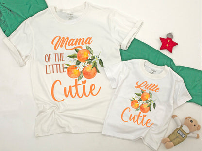 Little Cutie Orange Family Matching Shirts Rompers Daddy Mama Sister Newborn Toddler Bright Fruit Design Baby Shower Gift Apparel