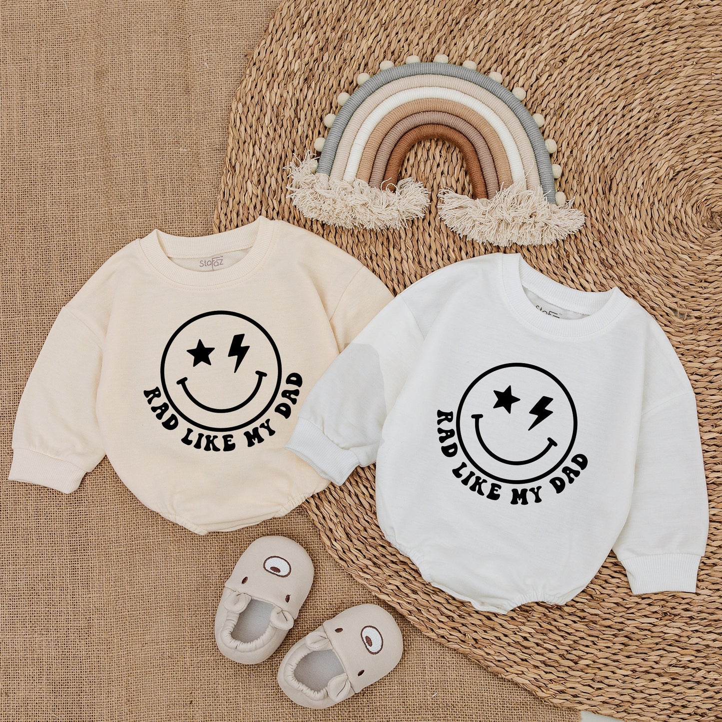 Rad Like Dad Baby Romper Sweatshirt Bubble Cozy Father's Day Outfit for Baby Boy Newborn Gift
