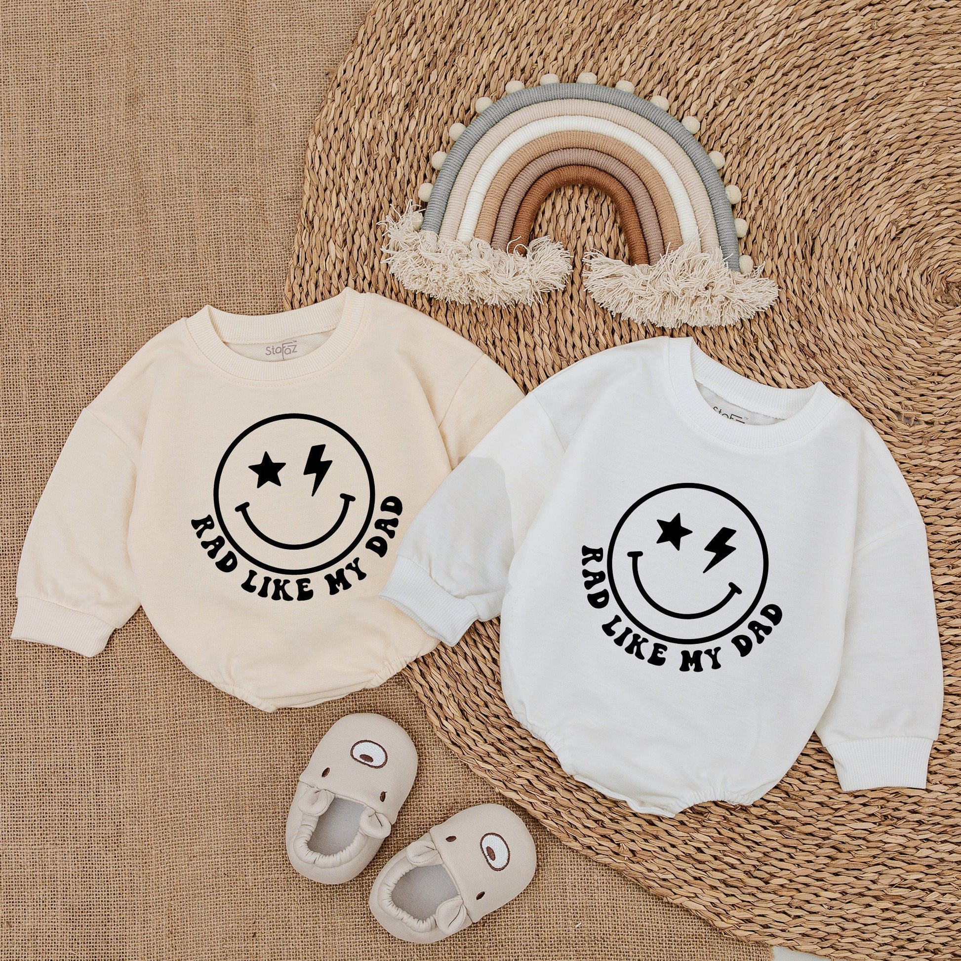 Rad Like Dad Baby Romper Sweatshirt Bubble Cozy Father's Day Outfit for Baby Boy Newborn Gift