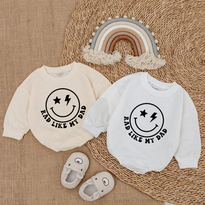Rad Like Dad Baby Romper Sweatshirt Bubble Cozy Father's Day Outfit for Baby Boy Newborn Gift