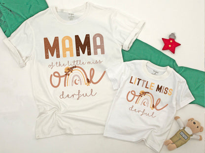 Matching Isn't She Onederful 1st Birthday Shirts, Boho Rainbow Family Outfit, Little Miss Onederful First Birthday Party, Girl