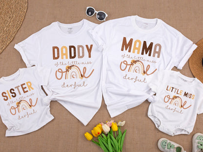 Matching Isn't She Onederful 1st Birthday Shirts, Boho Rainbow Family Outfit, Little Miss Onederful First Birthday Party, Girl