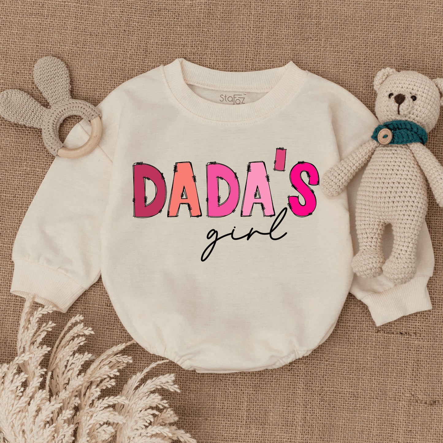 Dada's Girl Pink & Peach Bubble Romper Sweet Newborn Baby Girl Outfit Adorable Infant Clothes Perfect Baby Shower Gift for Girls