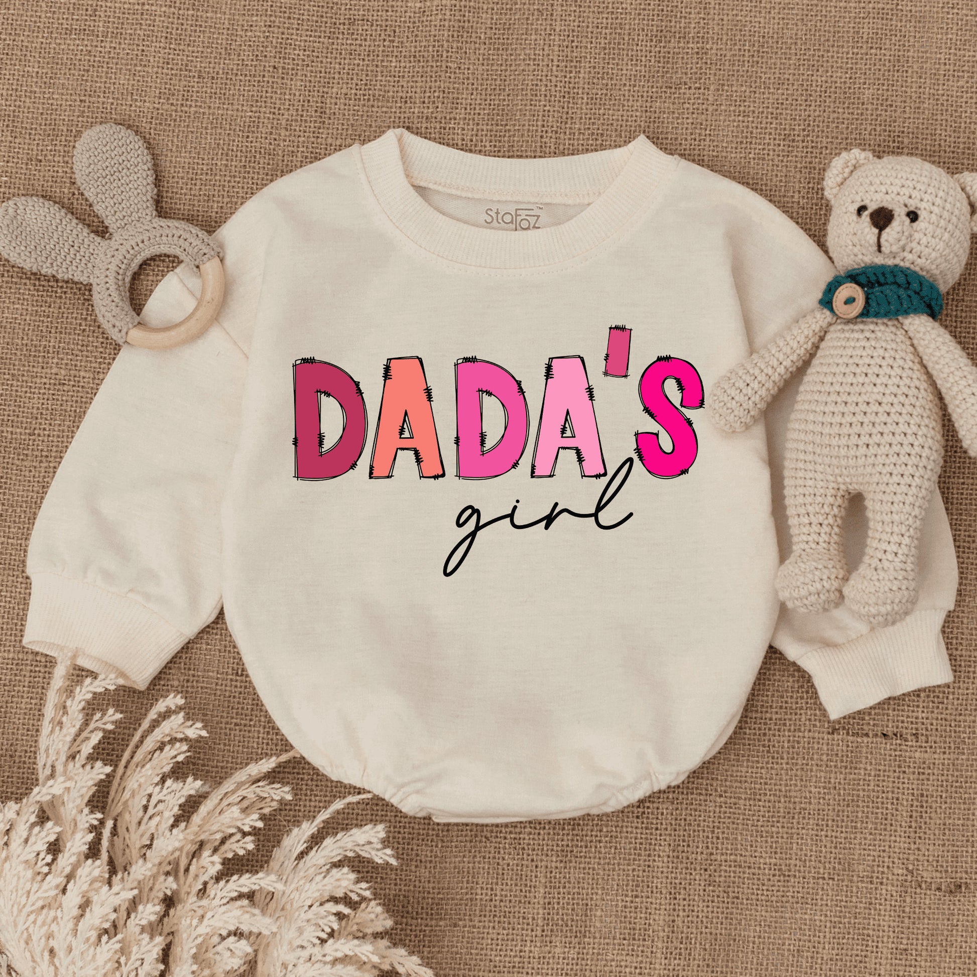 Dada's Girl Pink & Peach Bubble Romper Sweet Newborn Baby Girl Outfit Adorable Infant Clothes Perfect Baby Shower Gift for Girls