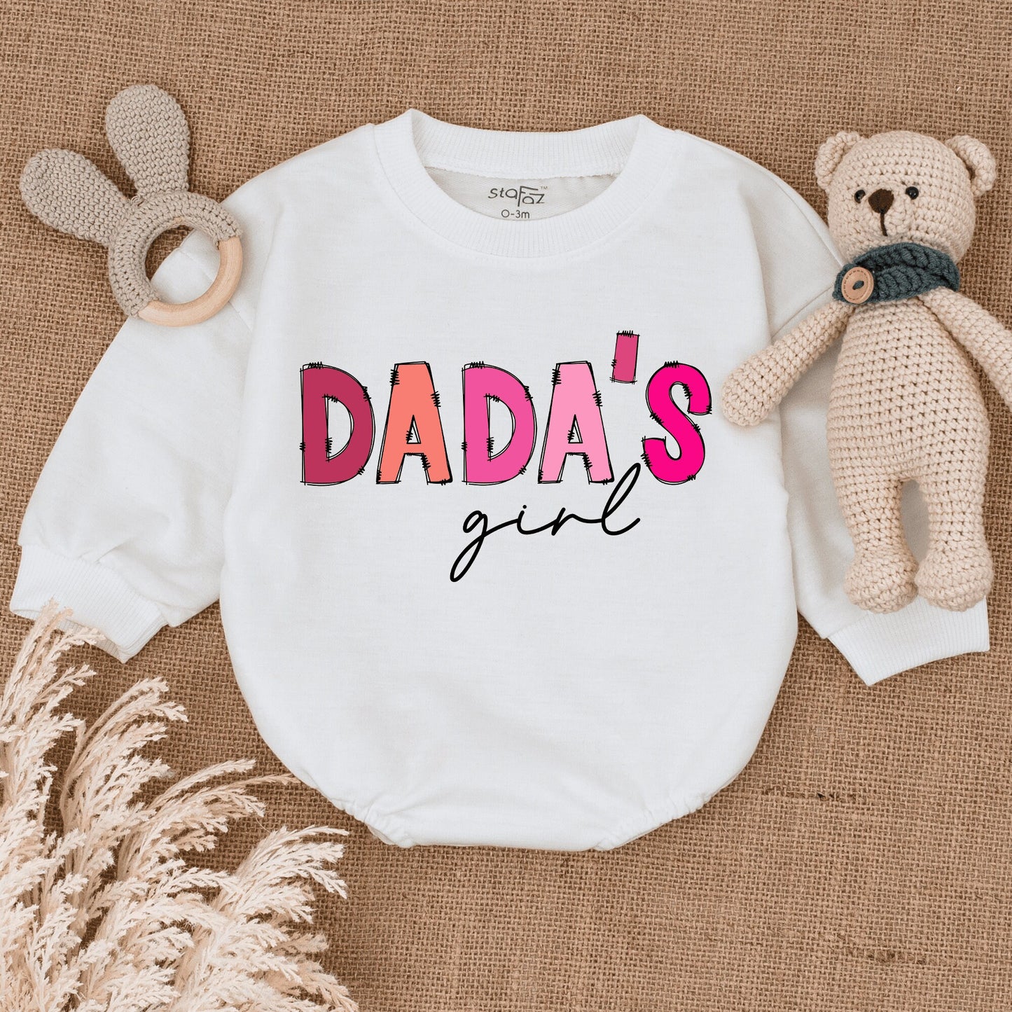 Dada's Girl Pink & Peach Bubble Romper Sweet Newborn Baby Girl Outfit Adorable Infant Clothes Perfect Baby Shower Gift for Girls