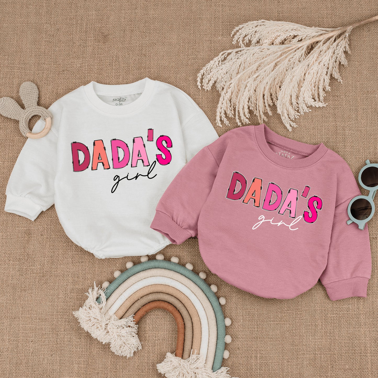 Dada's Girl Pink & Peach Bubble Romper Sweet Newborn Baby Girl Outfit Adorable Infant Clothes Perfect Baby Shower Gift for Girls