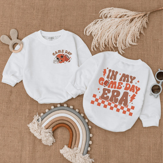 Football Game Day Baby Romper Cozy Football Season Vibes Bubble Bodysuit Comfort for Little Fan