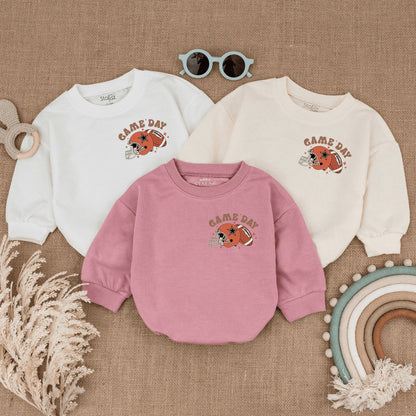 Football Game Day Baby Romper Cozy Football Season Vibes Bubble Bodysuit Comfort for Little Fan
