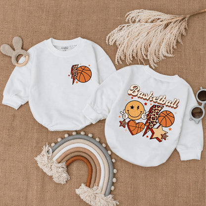 Retro Basketball Game Football Season Baby Romper Bubble Bodysuit Infant Football Game Day Outfit Gift