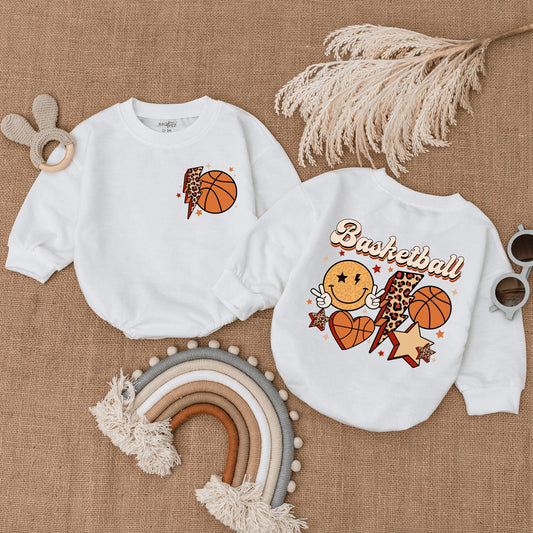 Retro Basketball Game Football Season Baby Romper Bubble Bodysuit Infant Football Game Day Outfit Gift