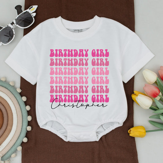 Personalized 1st Birthday Girl Romper | Custom Name Bodysuit | One Year Old Gift | Baby Girl Outfit