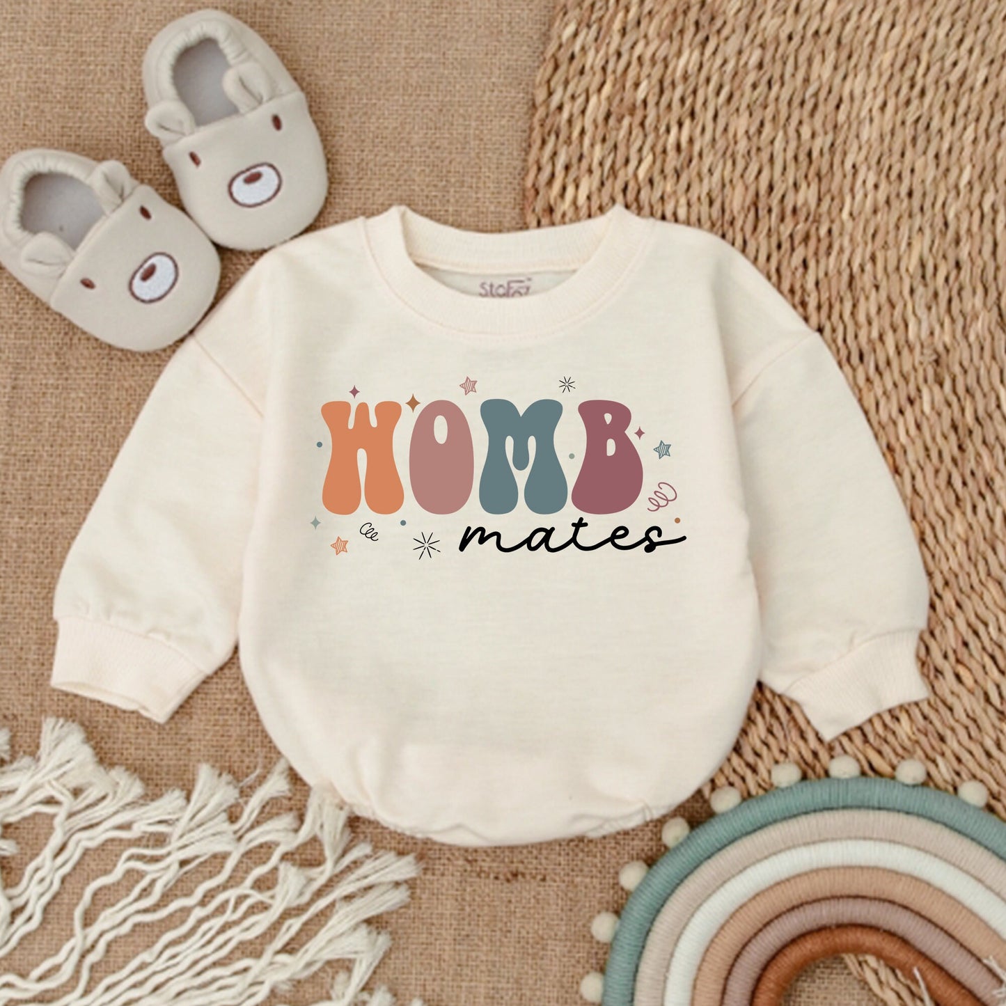 Womb Mates Twin Rompers - Cute & Funny Newborn Baby Outfit Set  