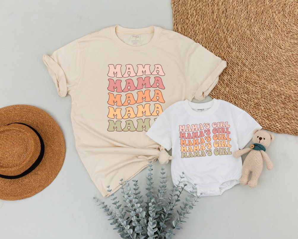 Retro Mama and Girl Matching Outfit Vintage Mama's Girl Shirts 1st Mother's Day Gift Mom Baby Coordinating Clothes