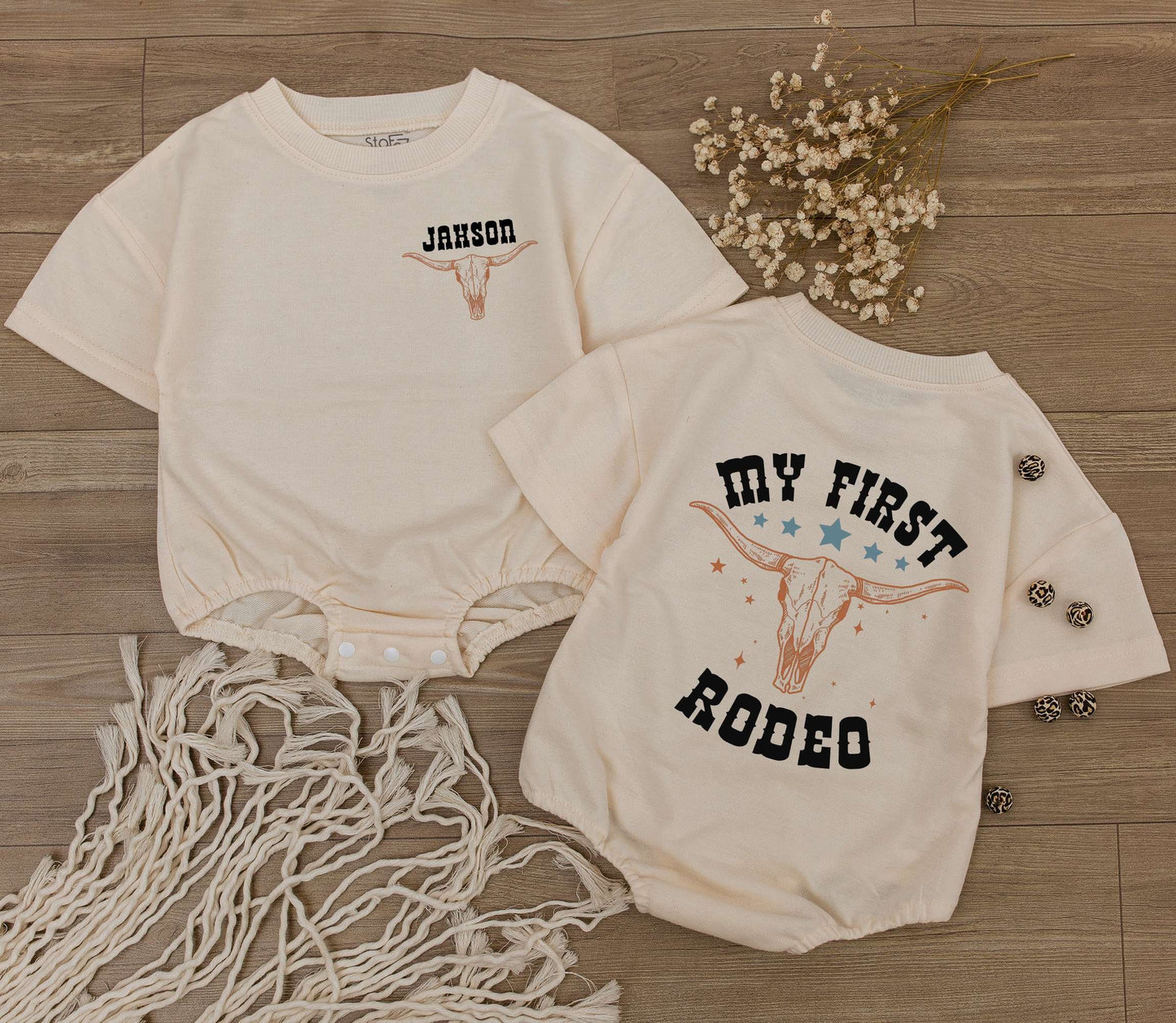 Custom My First Rodeo Baby Bubble Romper 1st Birthday Outfit Newborn Gift Boy or Girl Western Cowboy Baby Shower Gift