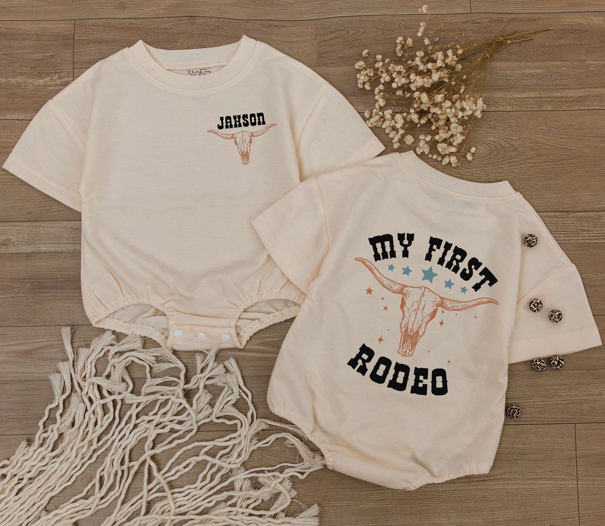 Custom My First Rodeo Baby Bubble Romper 1st Birthday Outfit Newborn Gift Boy or Girl Western Cowboy Baby Shower Gift