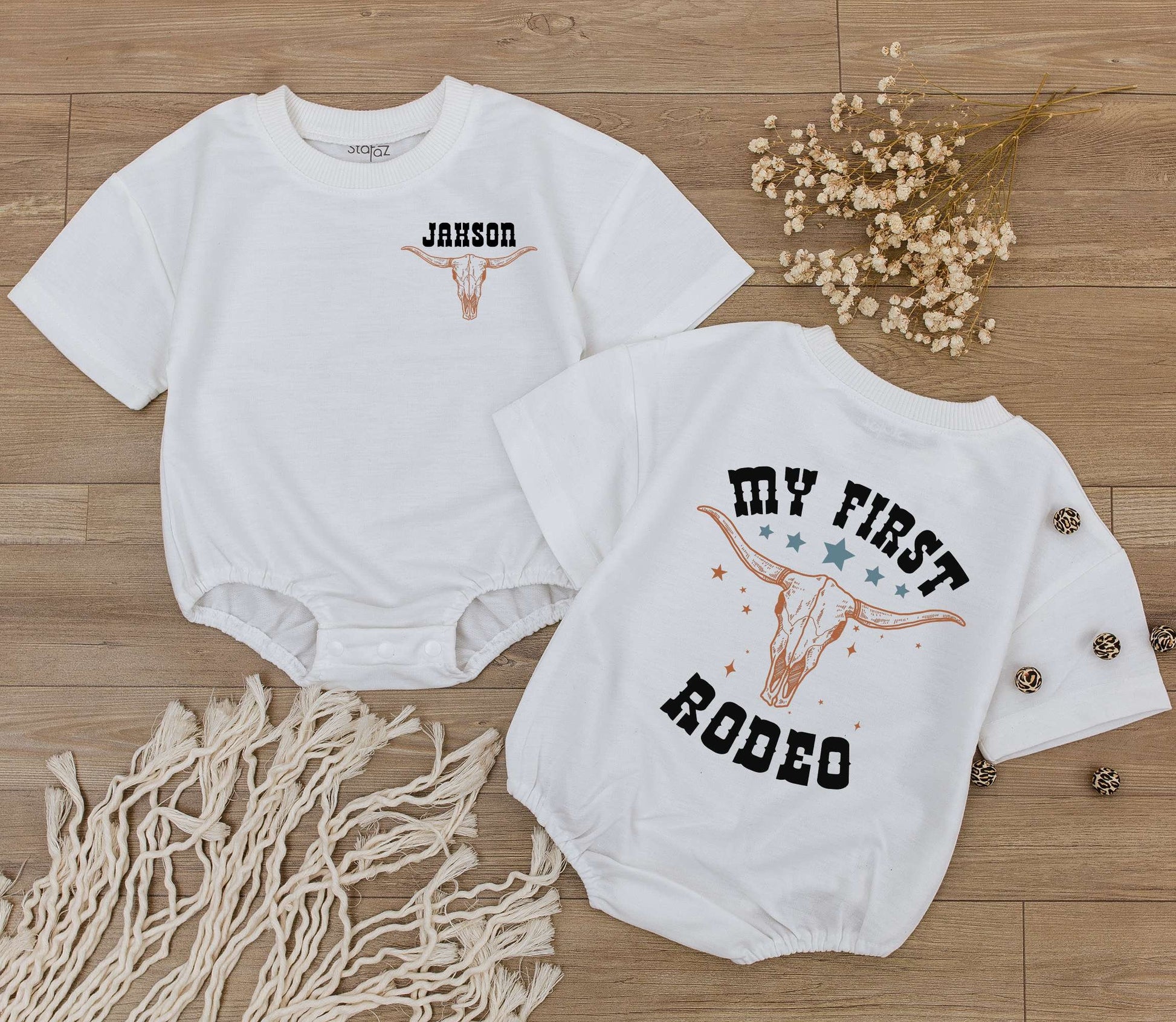 Custom My First Rodeo Baby Bubble Romper 1st Birthday Outfit Newborn Gift Boy or Girl Western Cowboy Baby Shower Gift