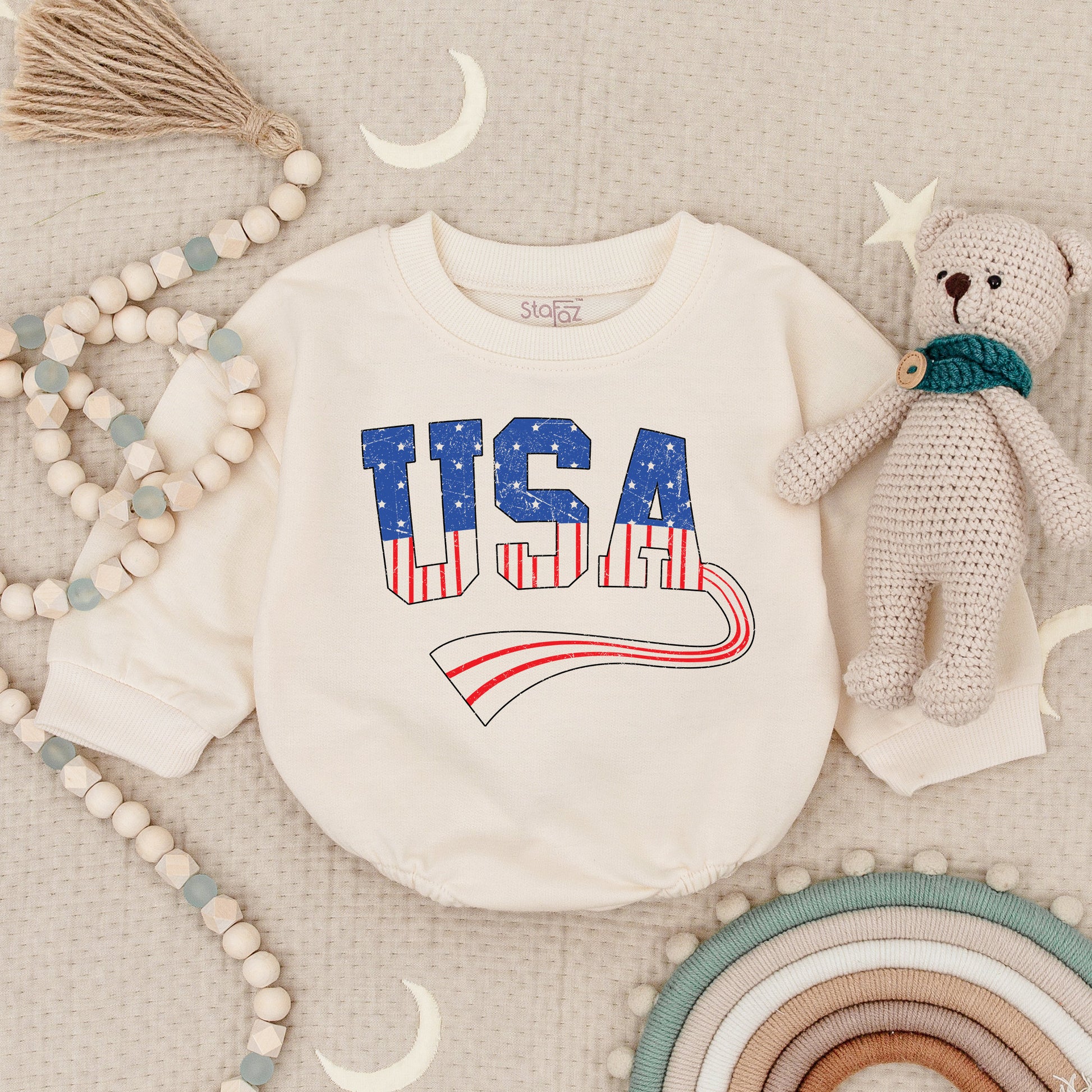 Patriotic USA Baby & Toddler Romper Sweatshirt - Independence Day