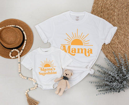 Mama and Mama's Sunshine Mommy and Me Matching Outfit First Trip Around The Sun Boho Birthday Gift for New Mom
