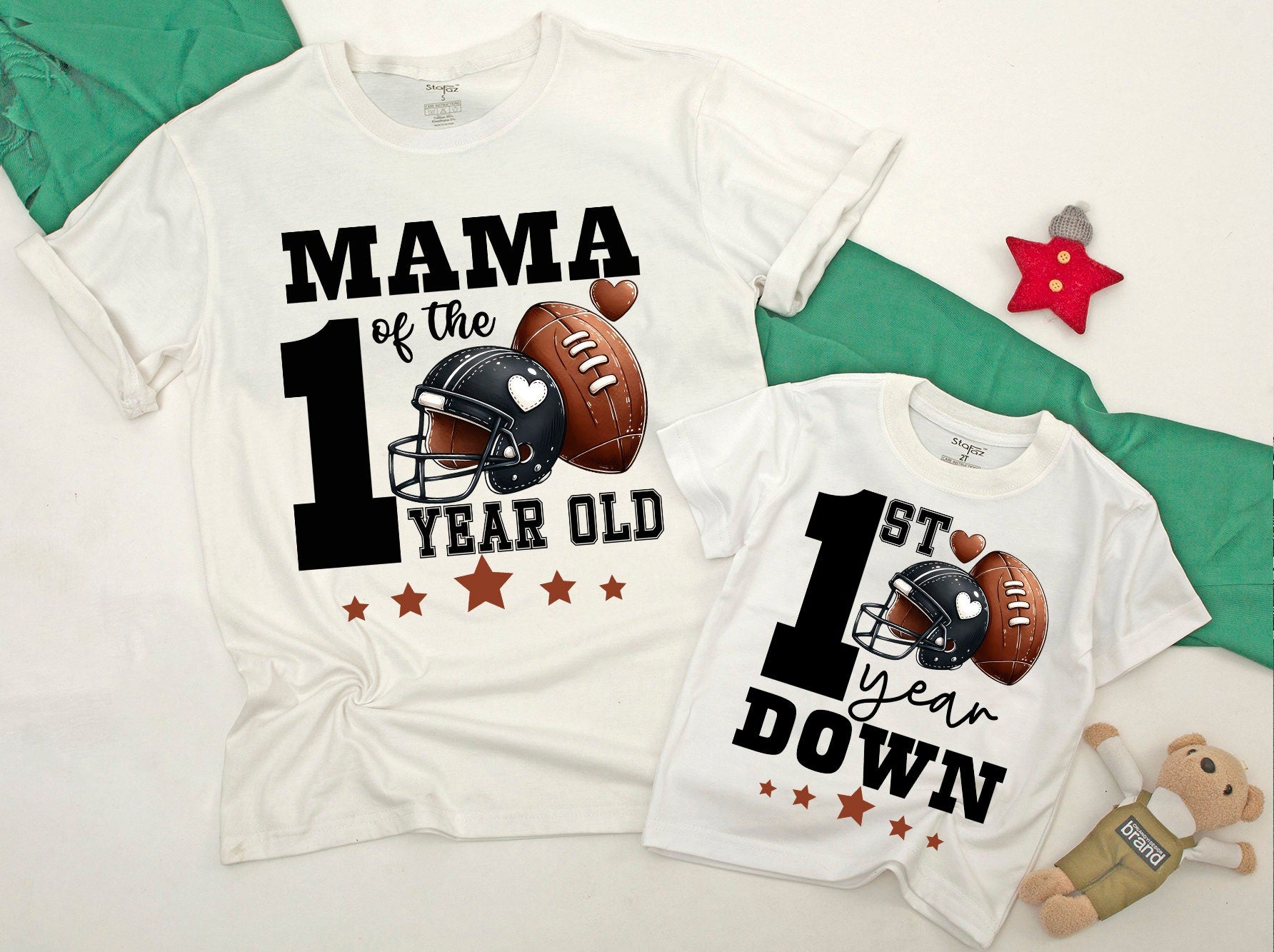 Football First Birthday Matching Family Shirts 1st Year Down Birthday Outfit 1st Down Football Celebration for Dad Mama Sister