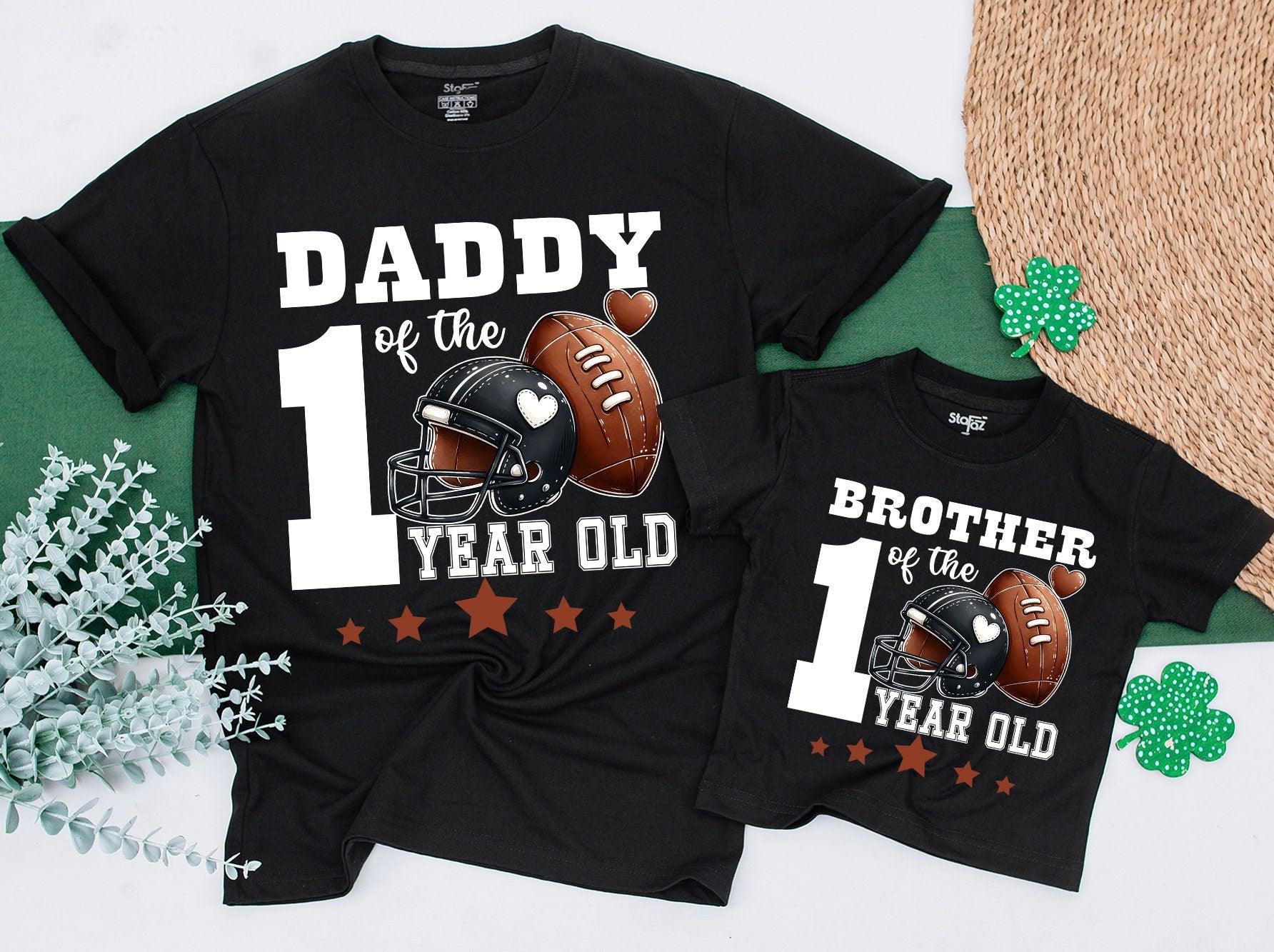 Football First Birthday Matching Family Shirts 1st Year Down Birthday Outfit 1st Down Football Celebration for Dad Mama Sister