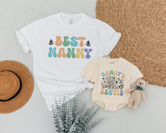 Nanny's Bestie & Grandma's Bestie Matching Shirts for Mom & Baby! 1st Mother's Day Gift, New Grandma Outfit