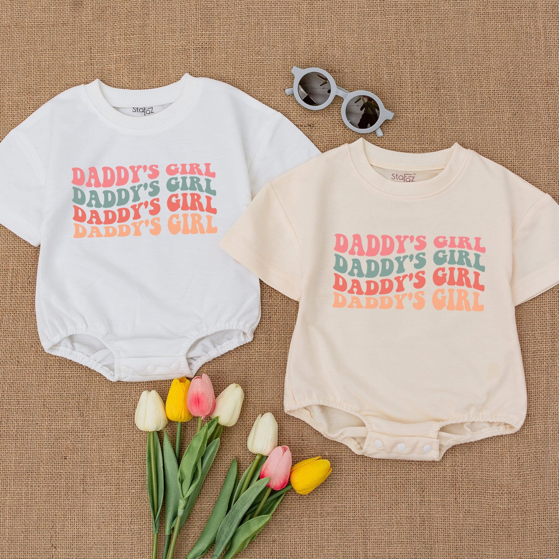 Daddy's Girl Oversized Bubble Romper for Baby Girls First Father's Day Infant Outfit Soft Comfortable Cotton Blend Shower Gift Idea