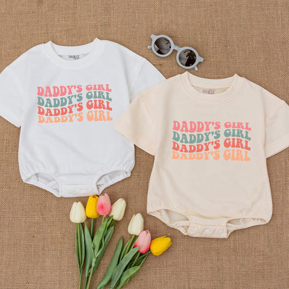 Daddy's Girl Oversized Bubble Romper for Baby Girls First Father's Day Infant Outfit Soft Comfortable Cotton Blend Shower Gift Idea