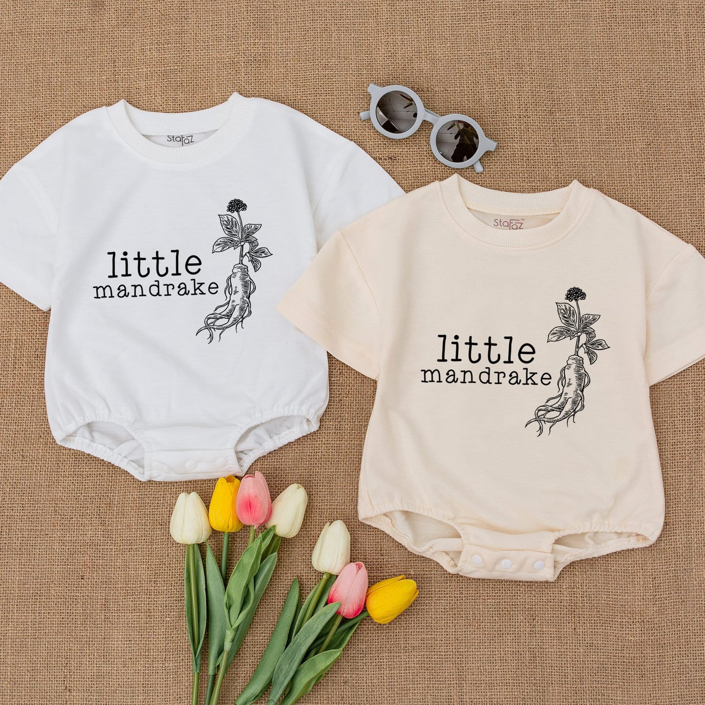 Little Mandrake Baby Romper: Wizard in Training Bodysuit, Cute Plant Sprout Outfit, Magic Potterhead Gift, Newborn Coming Home Outfit (Caution Mandrake!)