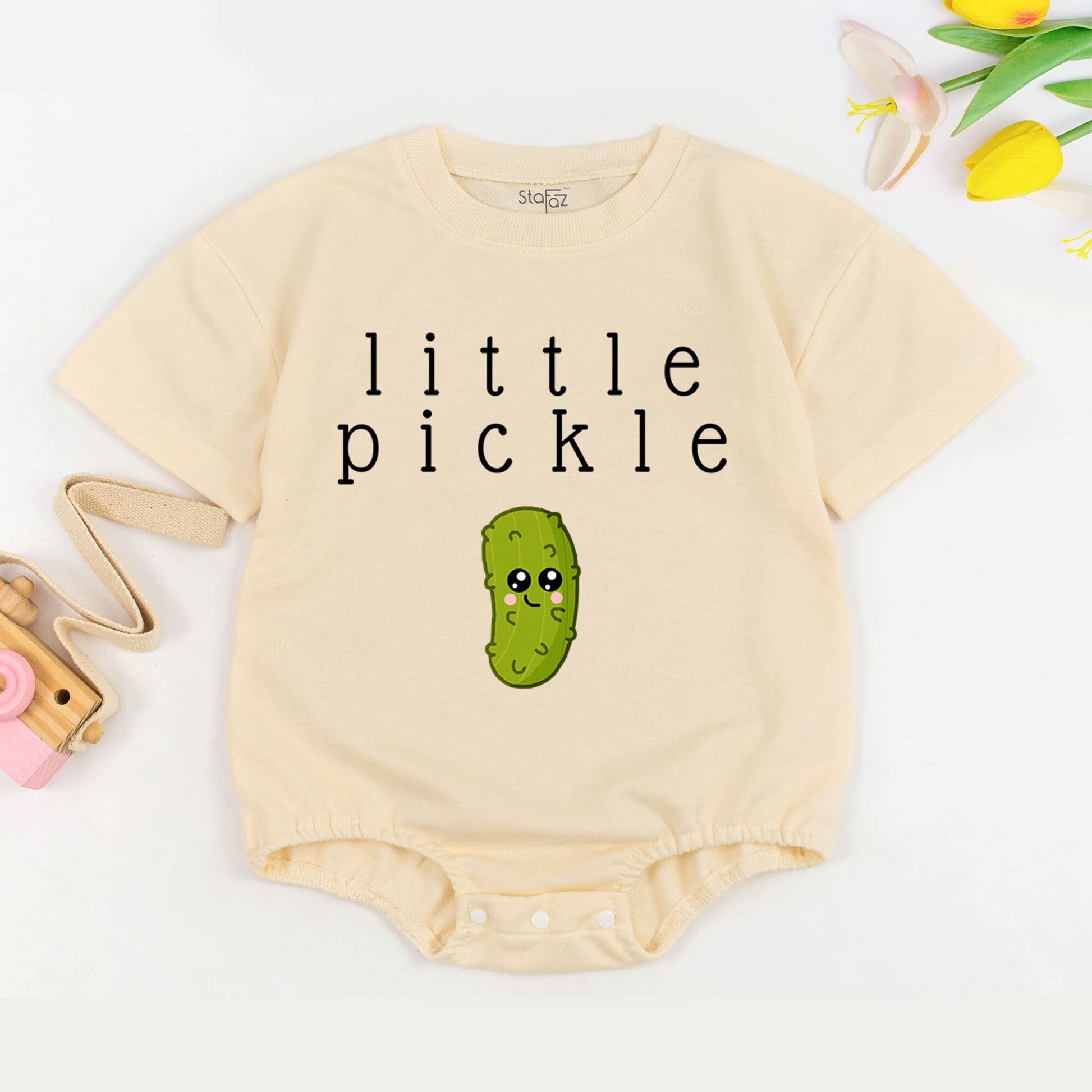 Cute Little Pickle Baby Jumpsuit, Funny One Piece for Vegan Babies, Dill & Vegetable Gift, Soft & Comfortable Cotton Romper Toddler Girl