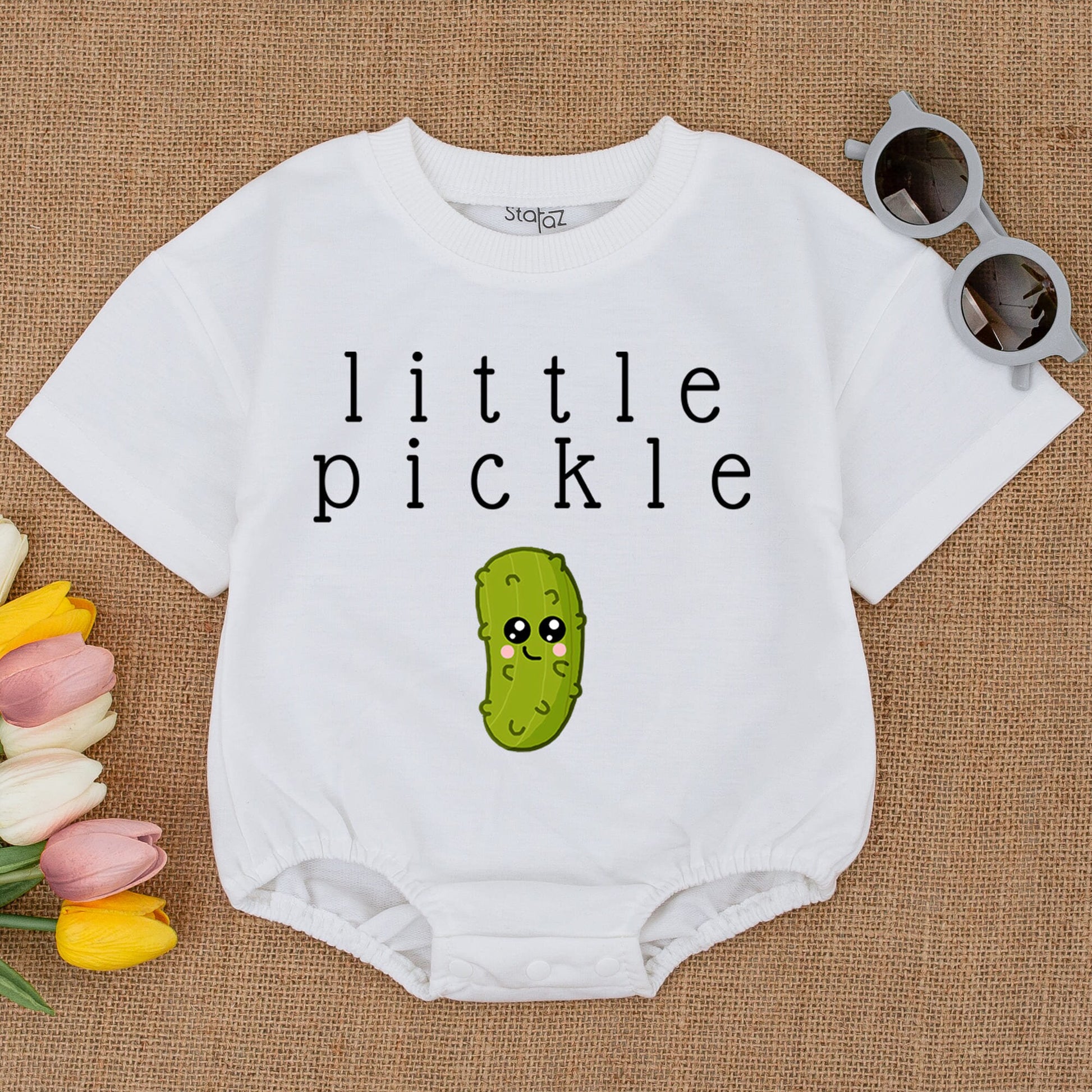 Cute Little Pickle Baby Jumpsuit, Funny One Piece for Vegan Babies, Dill & Vegetable Gift, Soft & Comfortable Cotton Romper Toddler Girl