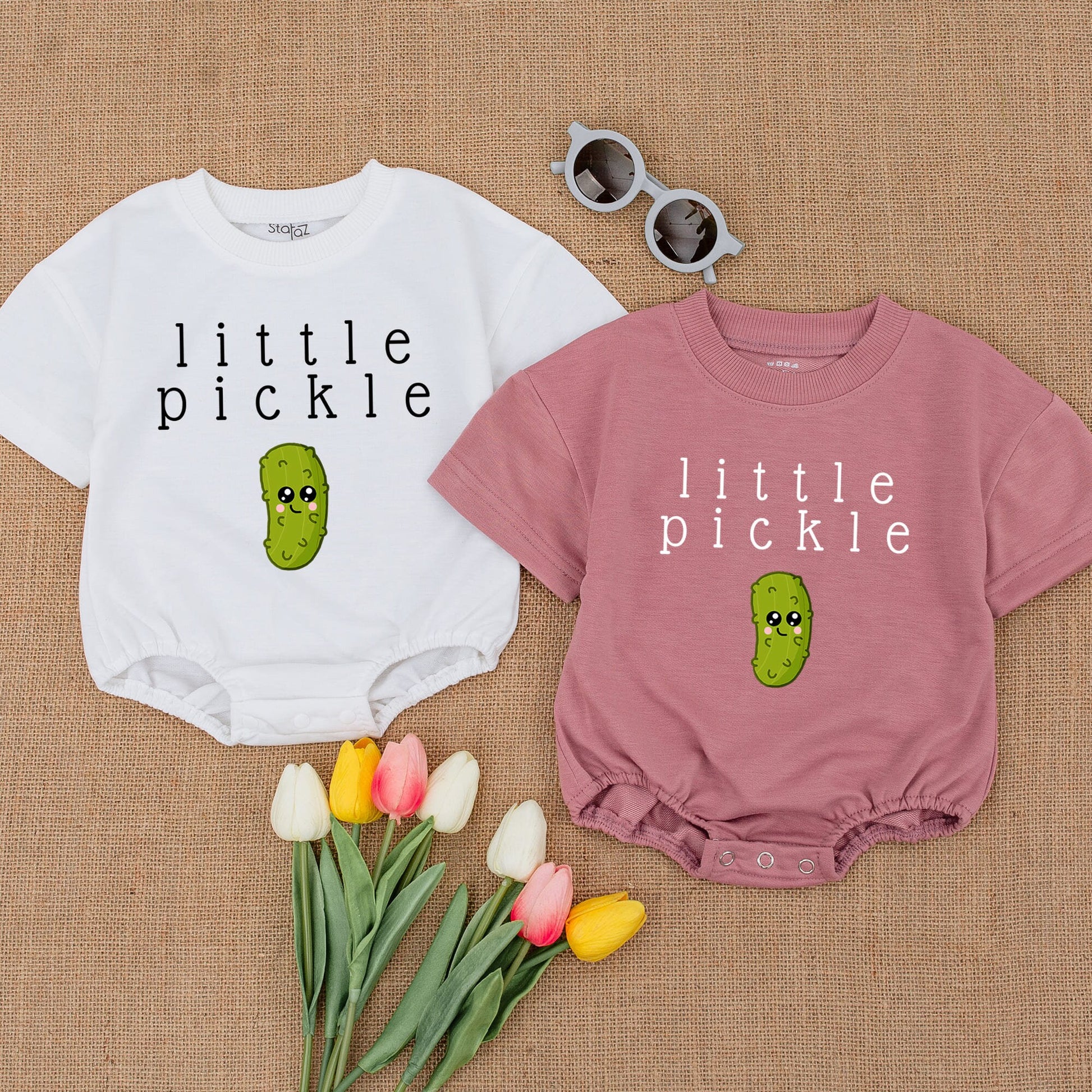 Cute Little Pickle Baby Jumpsuit, Funny One Piece for Vegan Babies, Dill & Vegetable Gift, Soft & Comfortable Cotton Romper Toddler Girl