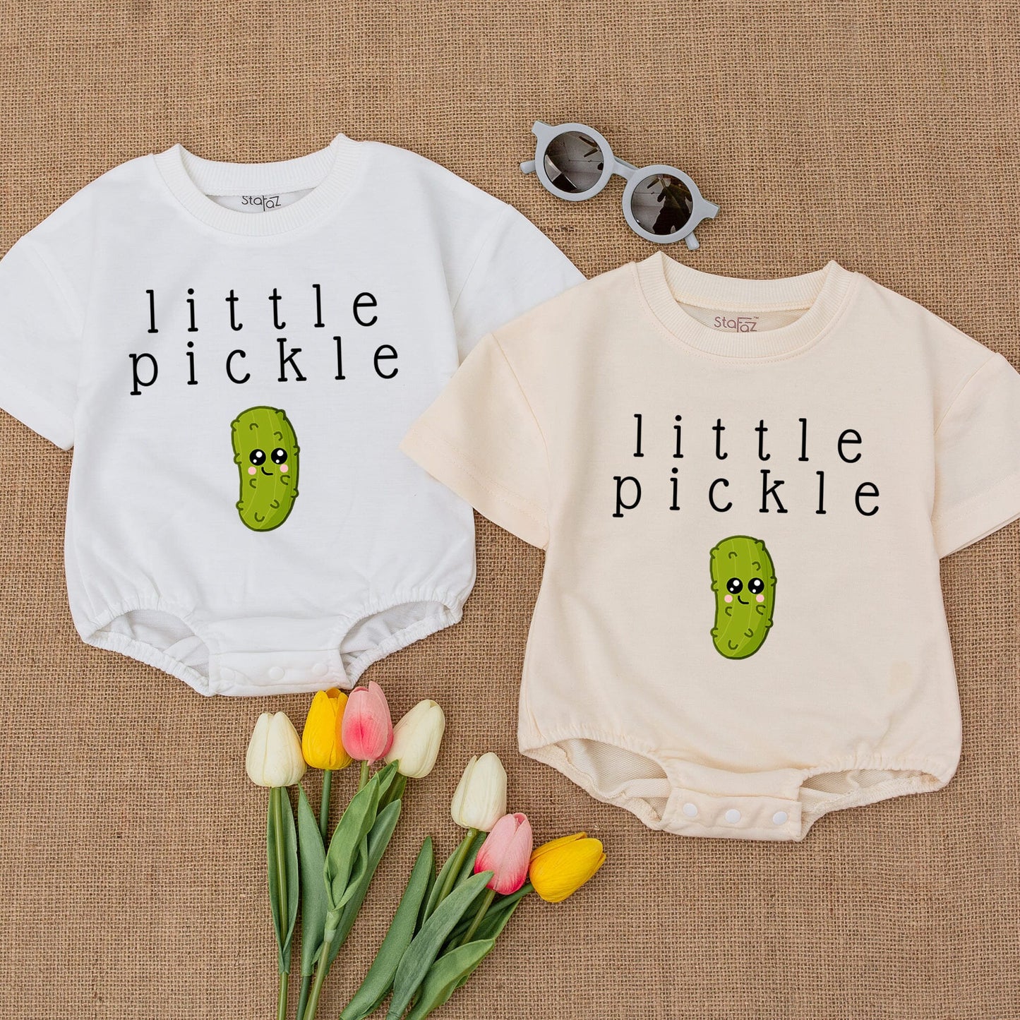 Cute Little Pickle Baby Jumpsuit, Funny One Piece for Vegan Babies, Dill & Vegetable Gift, Soft & Comfortable Cotton Romper Toddler Girl