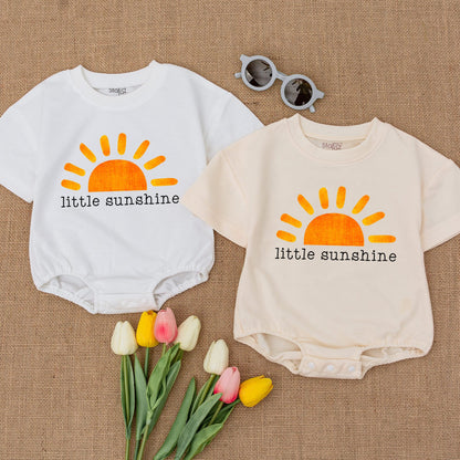 Little Sunshine Baby Romper Vibrant Orange Sun Graphic Gender Neutral Unisex Boho Hipster Baby Shower Gift