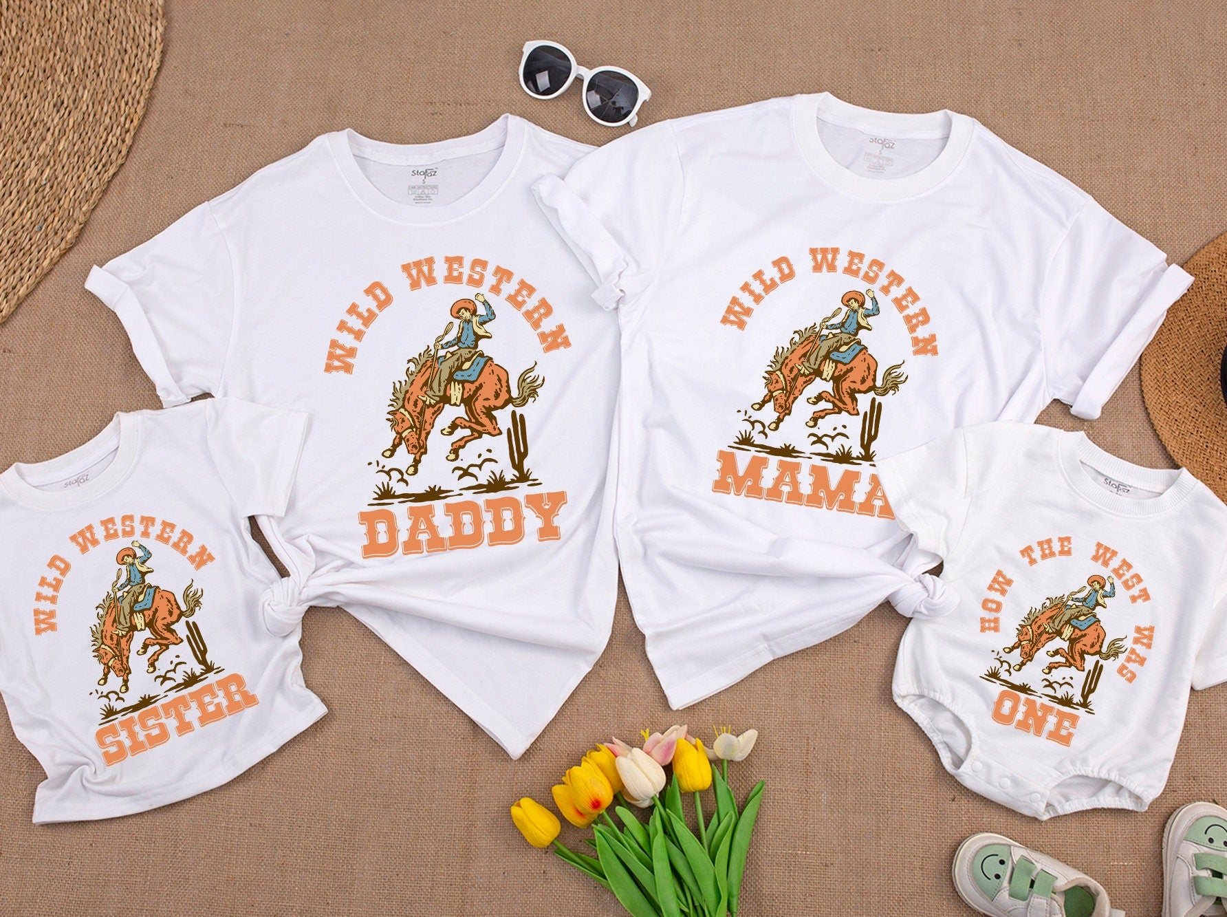 How The West Was One Birthday Boy Outfit, Vintage Cowboy First Birthday Wild West Family Shirts, Matching Daddy Mama Western Clothes, Rodeo One Tee (139 chars)