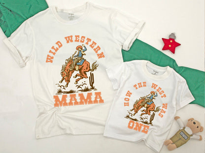 How The West Was One Birthday Boy Outfit, Vintage Cowboy First Birthday Wild West Family Shirts, Matching Daddy Mama Western Clothes, Rodeo One Tee (139 chars)