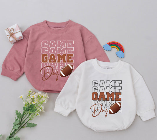 Retro Football Baby Romper, Fall Game Day Outfit, Baby Shower Gift