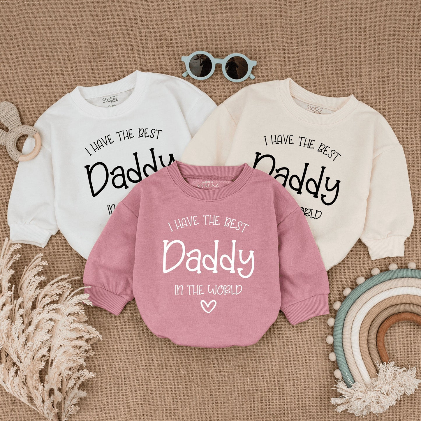 I Have The Best Daddy In The World Baby Romper Soft Cotton Newborn Infant Bodysuit for Fathers Day Gift New Dad Coming Home Outfit Pregnancy Announcement