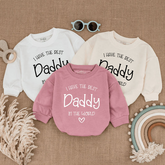 I Have The Best Daddy In The World Baby Romper Soft Cotton Newborn Infant Bodysuit for Fathers Day Gift New Dad Coming Home Outfit Pregnancy Announcement