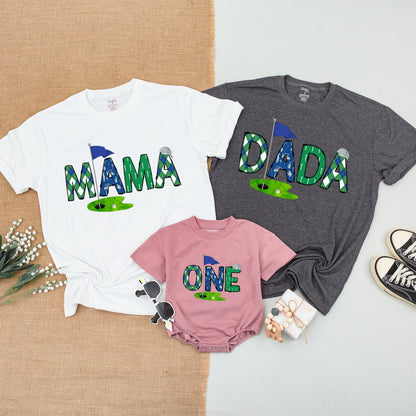 Hole in One Birthday Shirt Matching Family Golf Outfits Mommy and Me First Birthday Natural Baby Bodysuit