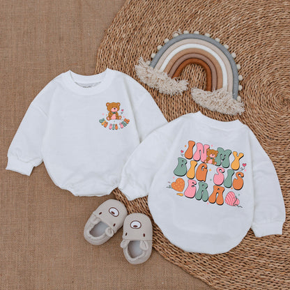 In My Big Sis Era Pastel Baby Outfit Sweatshirt Bubble Romper Cute Teddy Bear Design Bubbly Font Newborn Boy Girl Clothes Comfortable Infant Bodysuit Unique Shower Gift