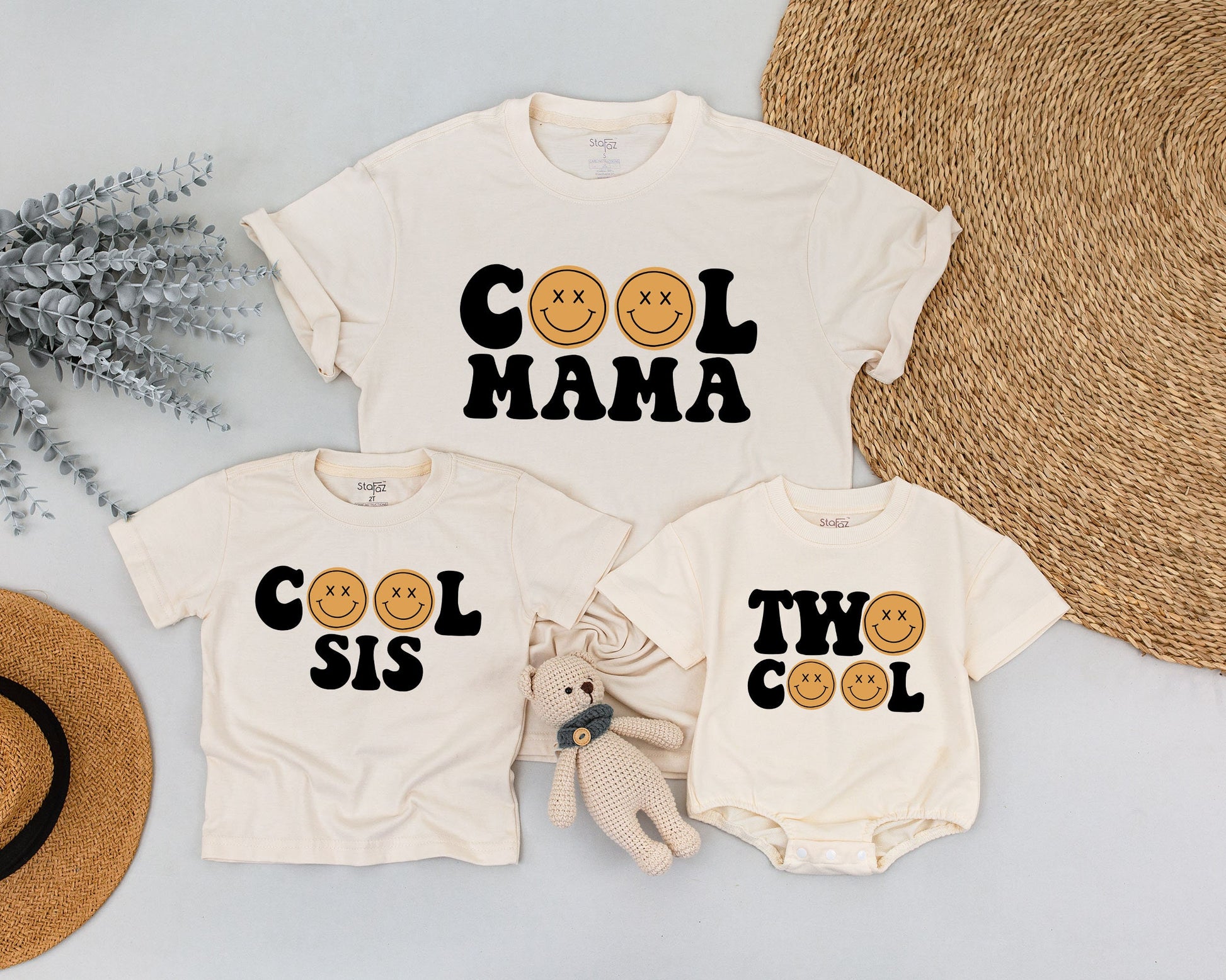 Two Cool Retro Smiley Face Birthday Shirts Matching Family 2nd Birthday Outfit Boy Girl Vintage Vibes